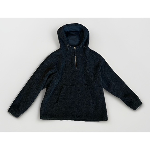 Helmut Lang Oversized Sherpa Black Half Zip Hoodie L Designer Minimalist